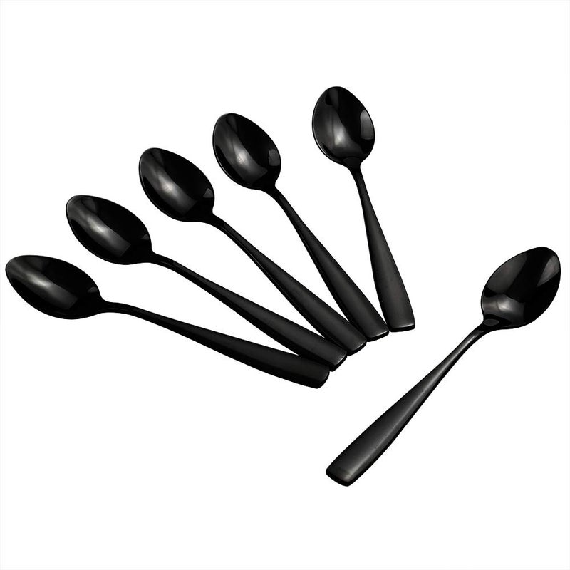 Teyyvn 16-Piece Stainless Steel Tea Spoons, Black Small Spoon - Image 1